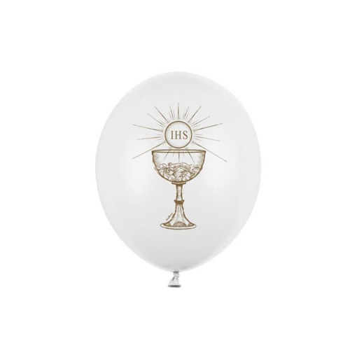 Picture of LATEX BALLOONS HOLY COMMUNION IHS PASTEL WHITE 11 INCH - 6 P